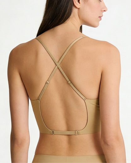 Curvvvy® Soft Triangle Bralette Invisible Low Back with Multiple Tie Styling Options