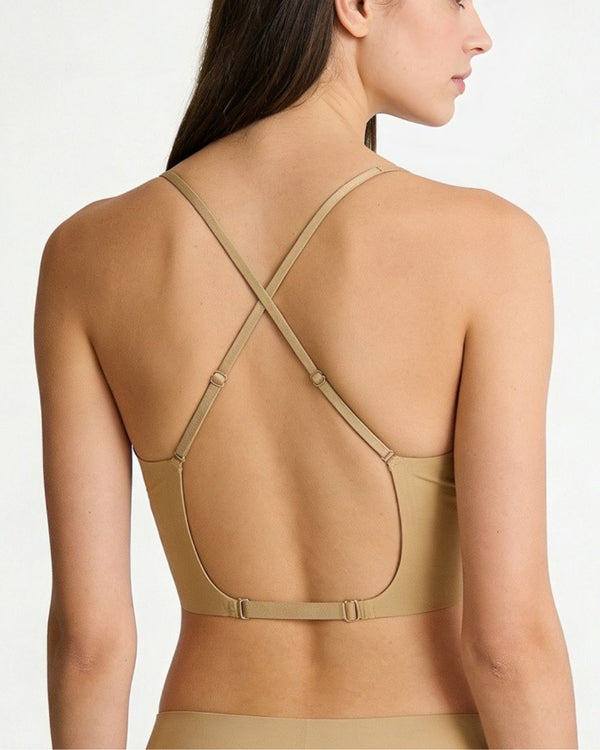 Curvvvy® Soft Triangle Bralette Invisible Low Back with Multiple Tie Styling Options
