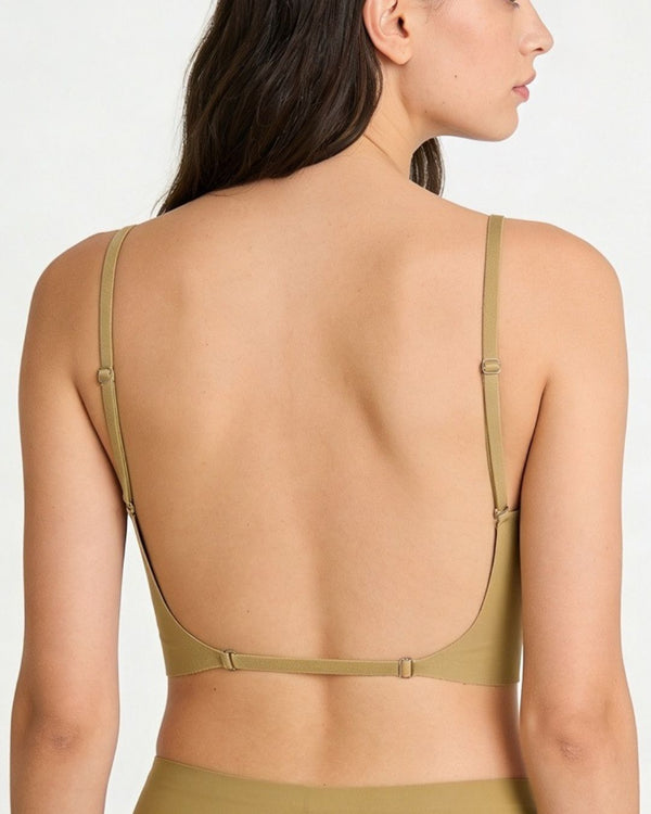 Curvvvy® Soft Triangle Bralette Invisible Low Back with Multiple Tie Styling Options