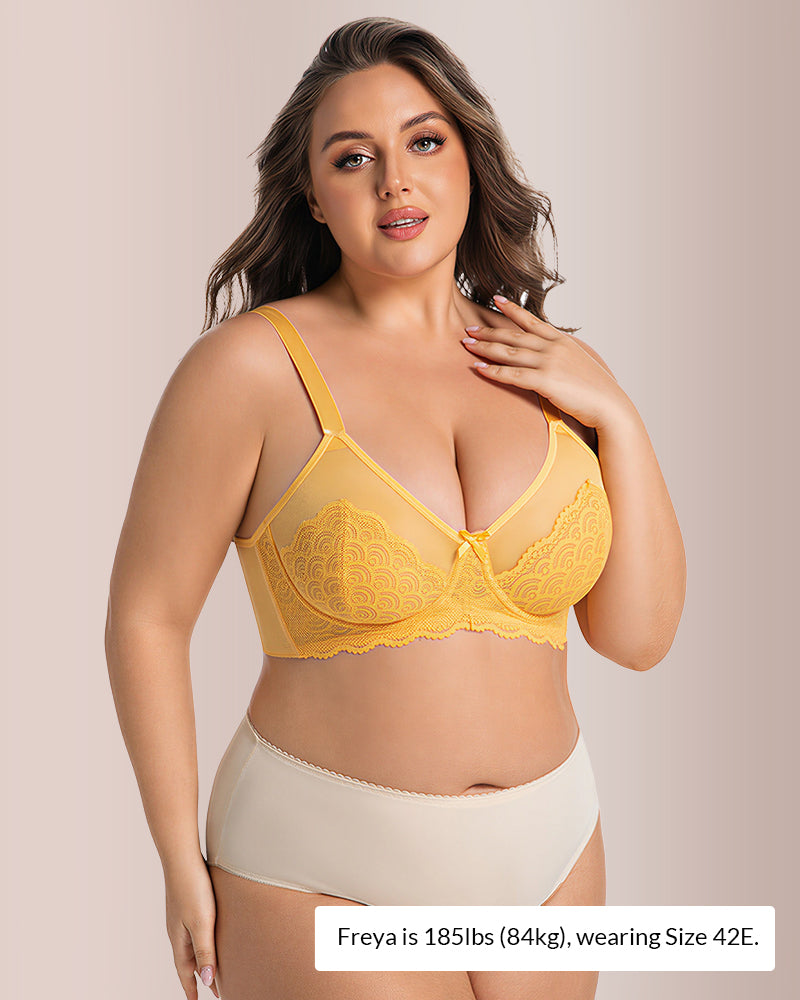 Curvvvy® Scalloped Mermaid Lace Unlined Full Cup Underwire Bra - Plus Size