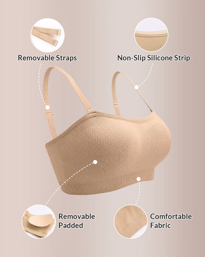 Curvvvy® 6-in-1 Convertible Push-Up Strapless Bandeau Bra