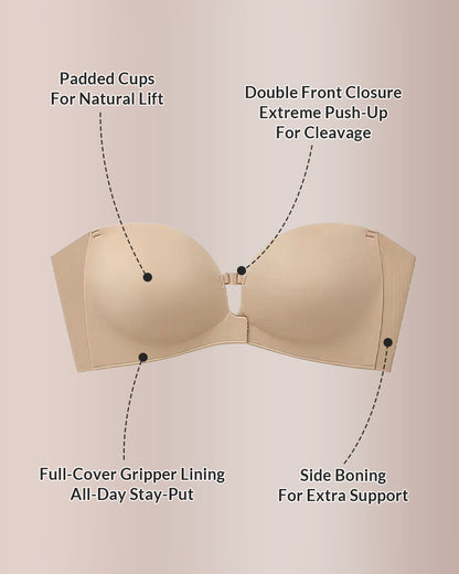 Curvvvy® Front-Closure Strapless Push-Up Bra