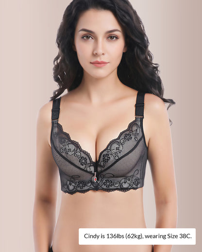 Curvvvy® Full Coverage Floral Lace Push-Up Shaping Bra