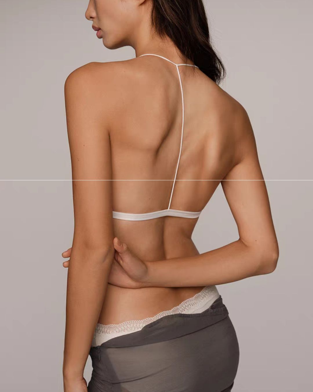 Curvvvy® French Front Closure Lace Back Triangle Bra Thin Straps Lightweight Elegant Lingerie