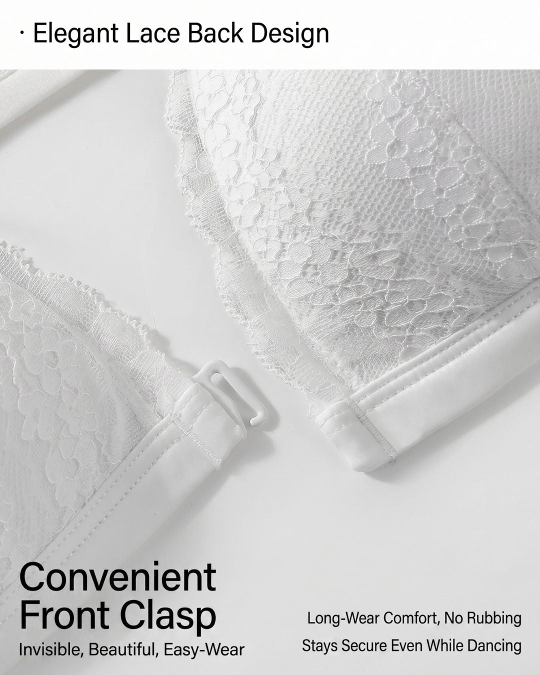 Curvvvy® French Front Closure Lace Back Triangle Bra Thin Straps Lightweight Elegant Lingerie