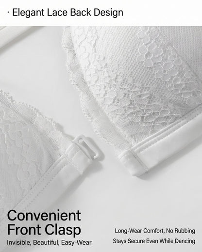 Curvvvy® French Front Closure Lace Back Triangle Bra Thin Straps Lightweight Elegant Lingerie