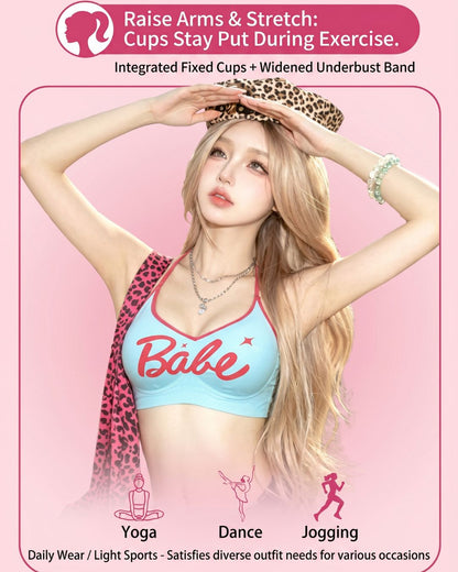 Curvvvy® Y2K Babe Bralette Contrast Trim Crop Top Built-In Support Coastal Vacation Style
