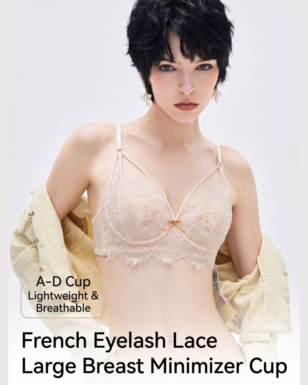 Curvvvy™ French Eyelash Lace Wireless Push-Up Bra