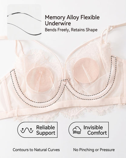 Curvvvy™ French Eyelash Lace Wireless Push-Up Bra
