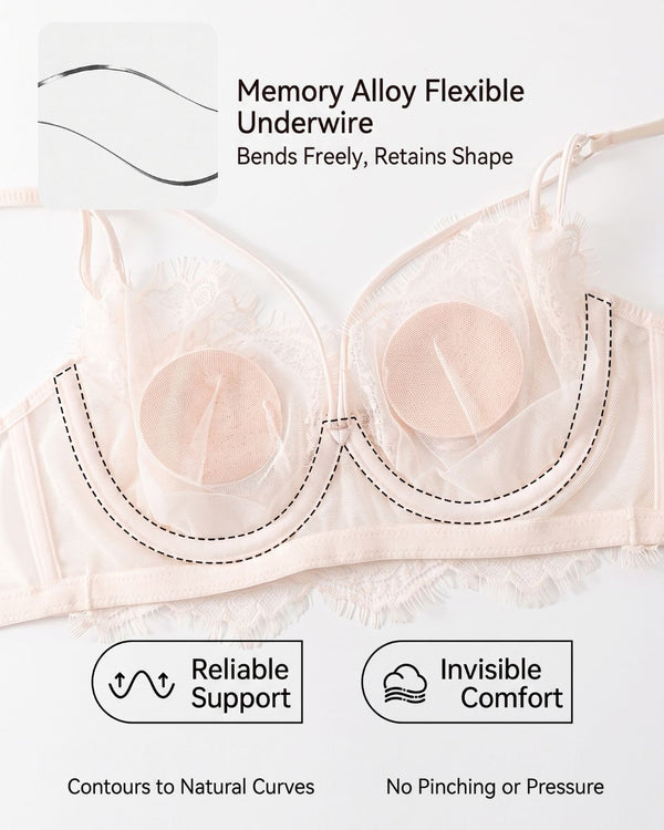 Curvvvy™ French Eyelash Lace Wireless Push-Up Bra