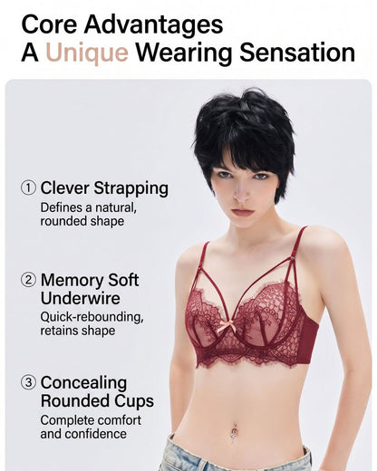 Curvvvy™ French Eyelash Lace Wireless Push-Up Bra
