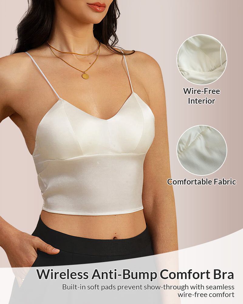Curvvvy™ French Silk Satin Camisole - Wire-Free Triangle Bralette