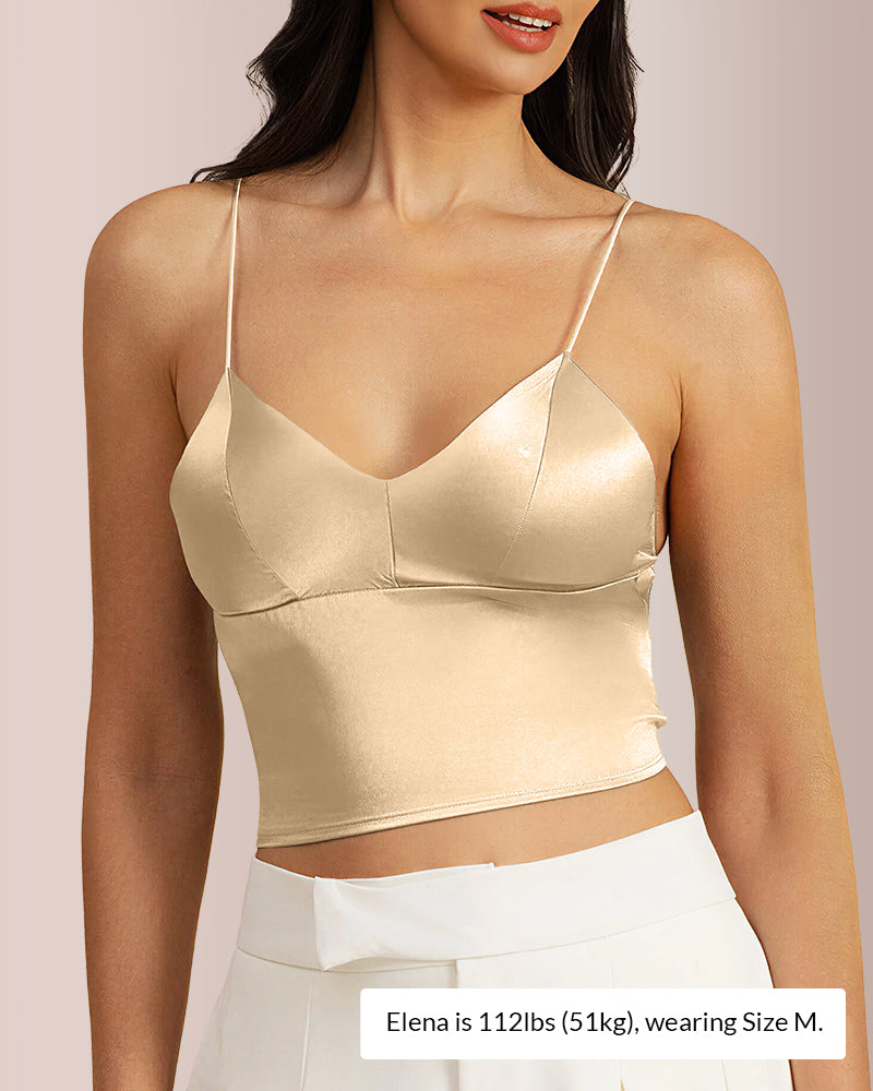 Curvvvy™ French Silk Satin Camisole - Wire-Free Triangle Bralette