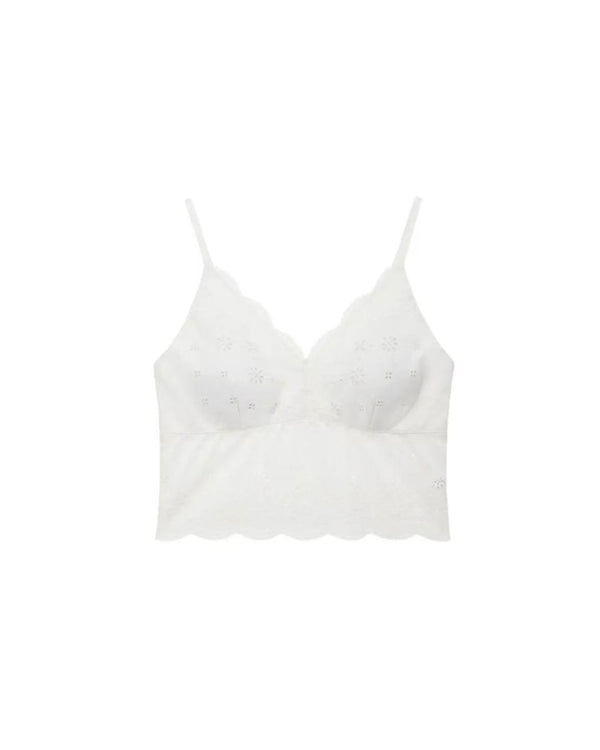 Curvvvy™ French Cottagecore Daisy Lace Ruffle Trim Cami