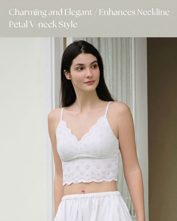 Curvvvy™ French Cottagecore Daisy Lace Ruffle Trim Cami