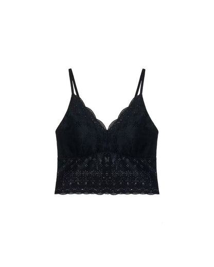 Curvvvy™ French Cottagecore Daisy Lace Ruffle Trim Cami