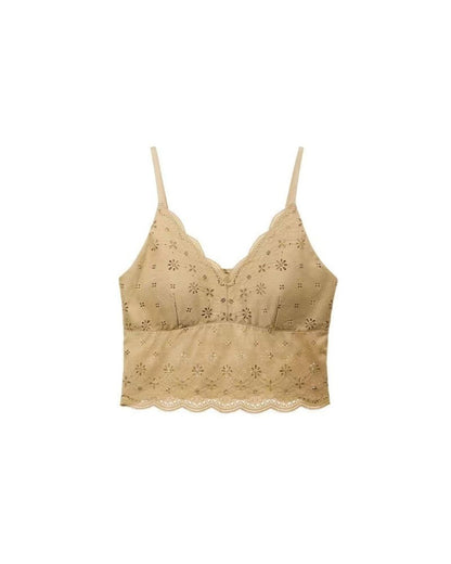 Curvvvy™ French Cottagecore Daisy Lace Ruffle Trim Cami