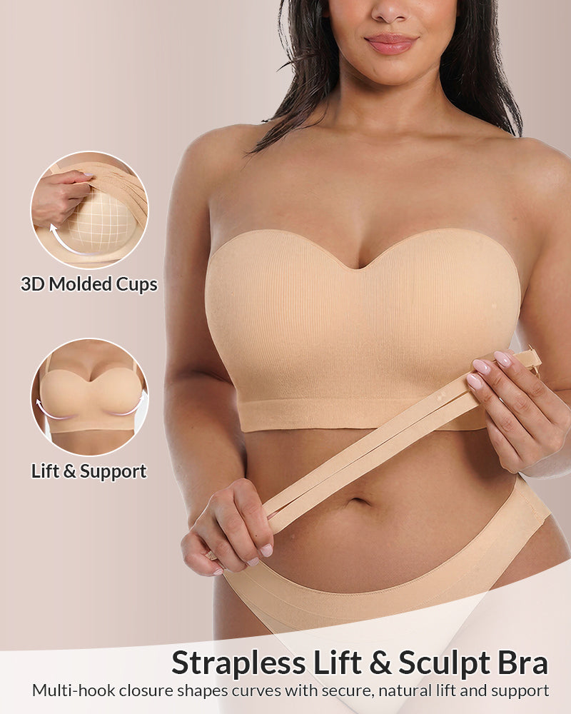 Curvvvy™ Supportive Wireless Bandeau Bra - Plus Size Anti-Slip Multi-Way