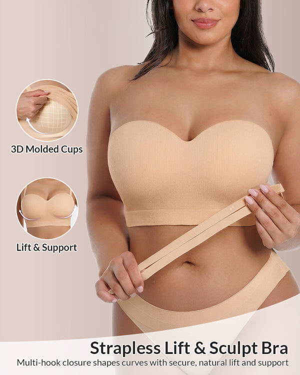 Curvvvy™ Supportive Wireless Bandeau Bra - Plus Size Anti-Slip Multi-Way