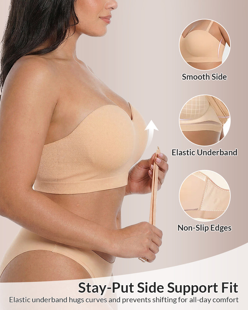 Curvvvy™ Supportive Wireless Bandeau Bra - Plus Size Anti-Slip Multi-Way