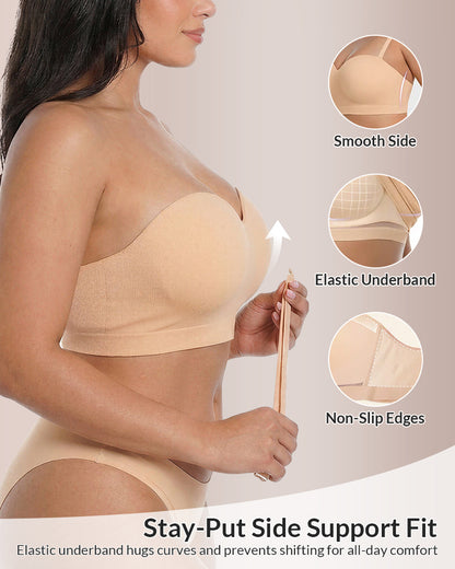 Curvvvy™ Supportive Wireless Bandeau Bra - Plus Size Anti-Slip Multi-Way