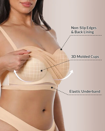 Curvvvy™ Supportive Wireless Bandeau Bra - Plus Size Anti-Slip Multi-Way
