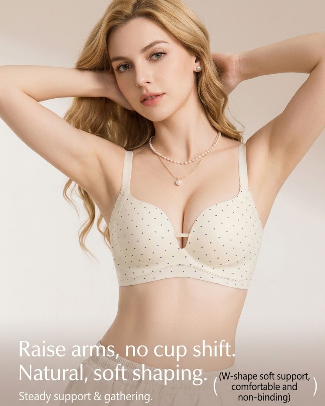 Curvvvy™ Polka Dot Wireless Plunge Push-Up Bra