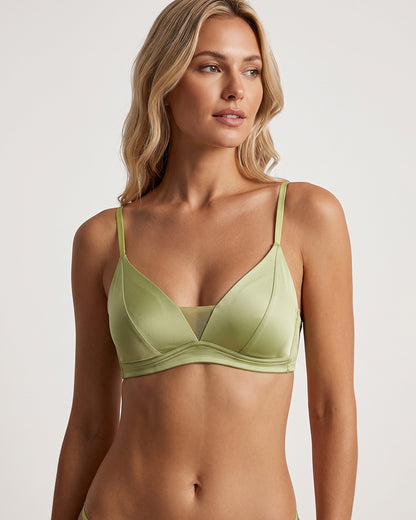 Curvvvy™ Sujetador Triangular de Seda Francesa con Malla Transparente