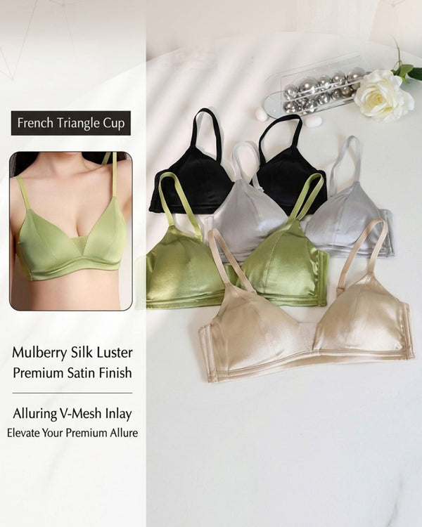 Curvvvy™ French Silk Sheer Mesh Triangle Cup Bra