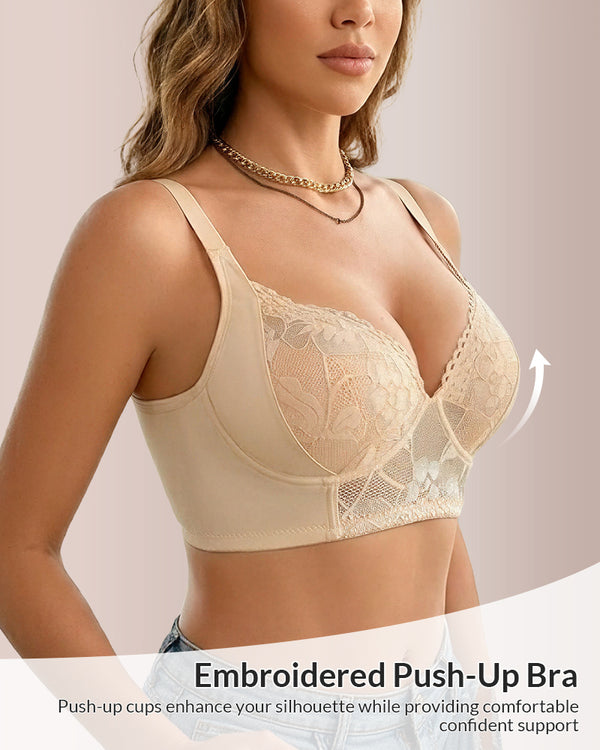 Curvvvy™ Bestickter Push-up-BH aus Spitze mit Bügel