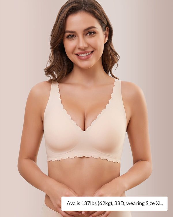 Curvvvy™ Seamless Scalloped V-Neck Comfort Bra