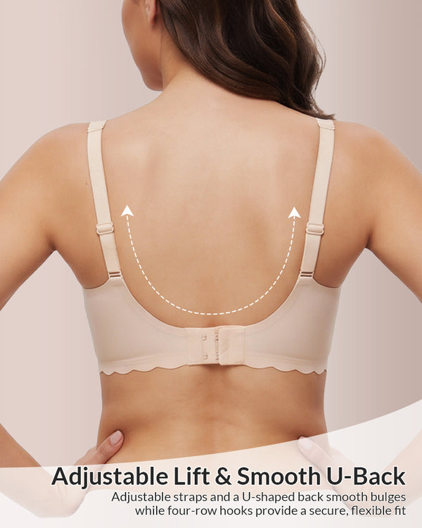 Curvvvy™ Seamless Scalloped V-Neck Comfort Bra