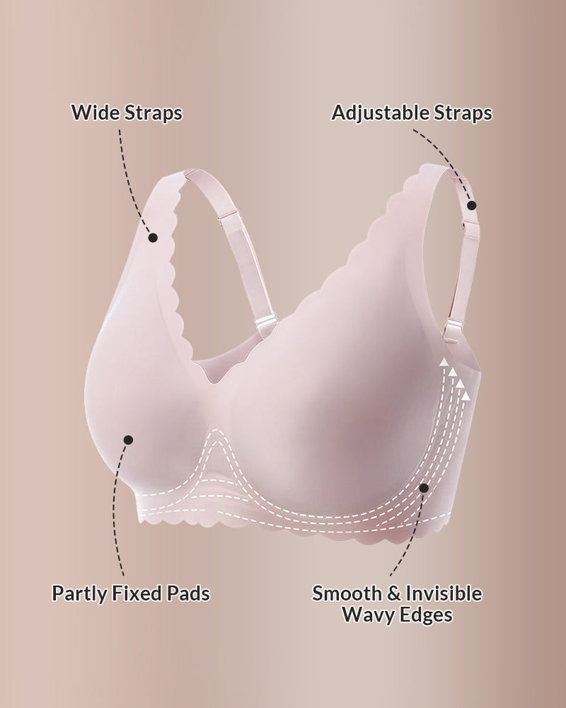 Curvvvy™ Seamless Scalloped V-Neck Comfort Bra