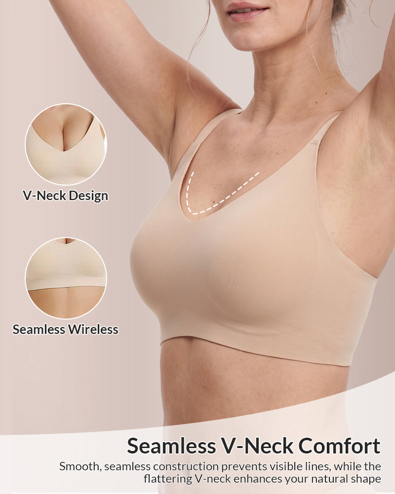 Curvvvy™ Soutien-gorge Confort Sans Couture à Col V Festonné