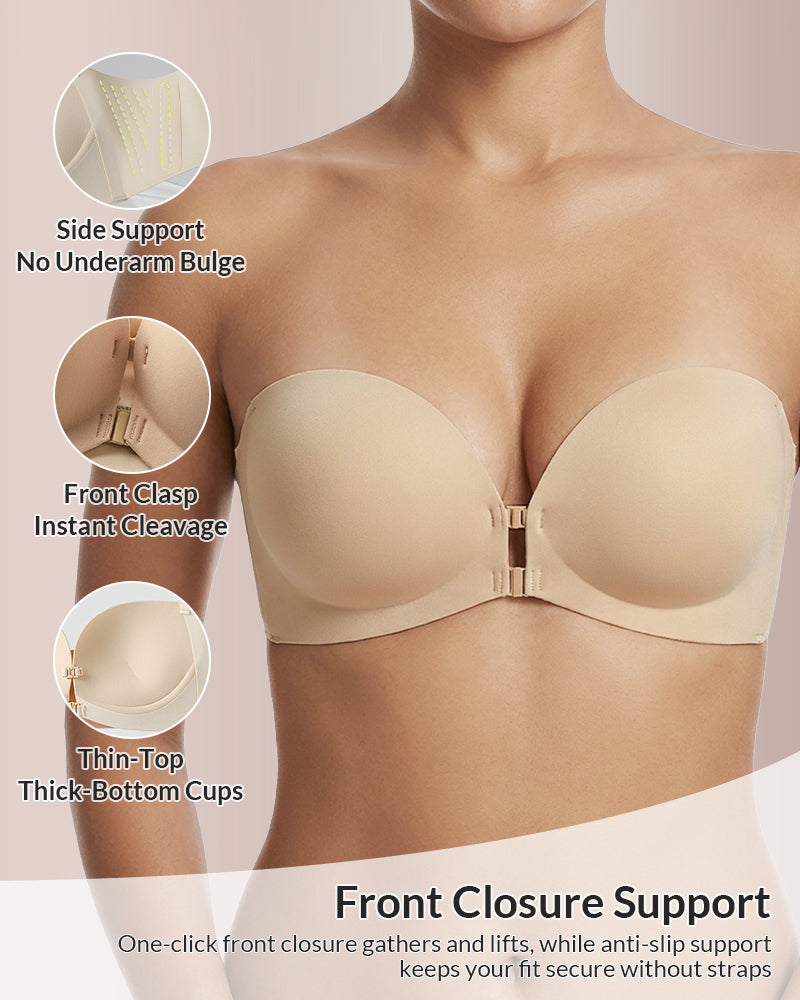 Curvvvy™ Trägerloser Push-up-BH mit Frontverschluss