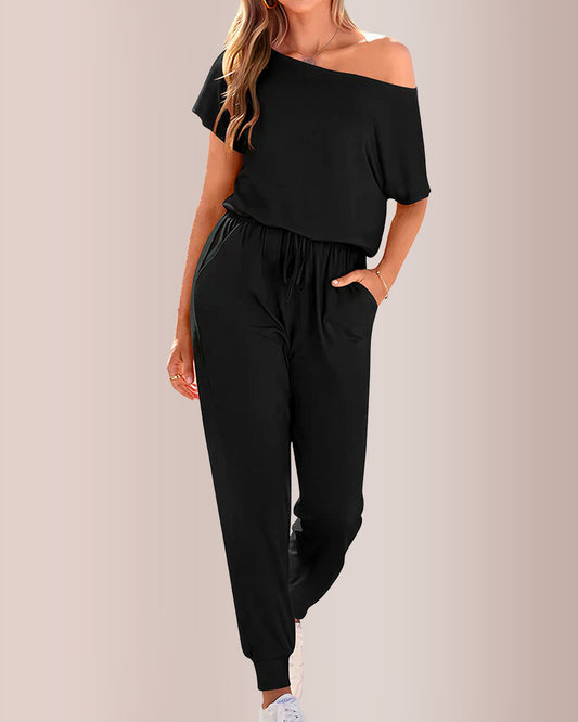 Curvvvy® Effortless Off-Shoulder Short Sleeve Jumpsuit
