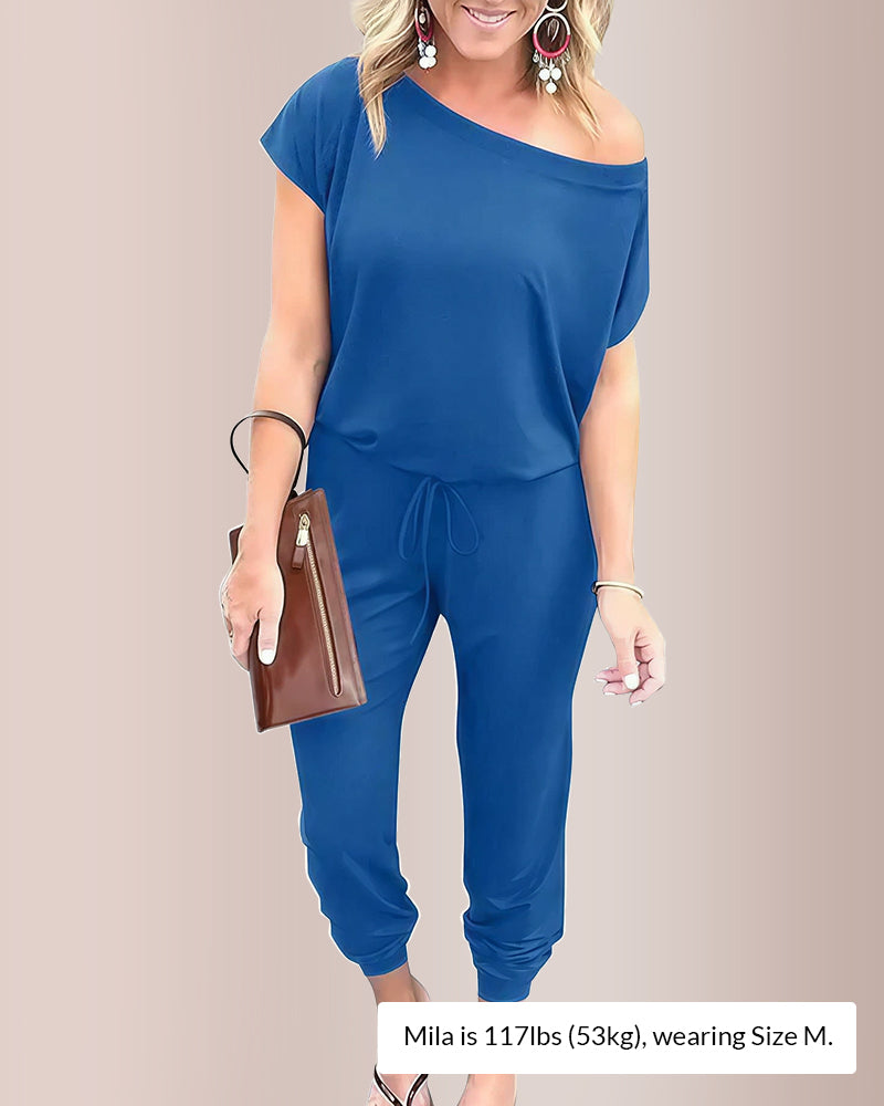 Curvvvy® Effortless Off-Shoulder Short Sleeve Jumpsuit