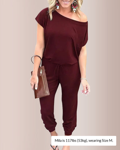 Curvvvy® Effortless Off-Shoulder Short Sleeve Jumpsuit