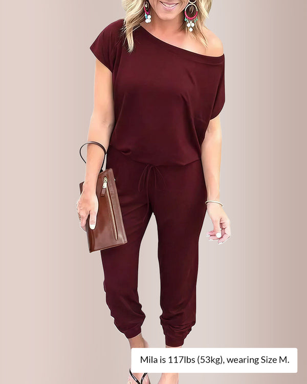Curvvvy® Effortless Off-Shoulder Short Sleeve Jumpsuit