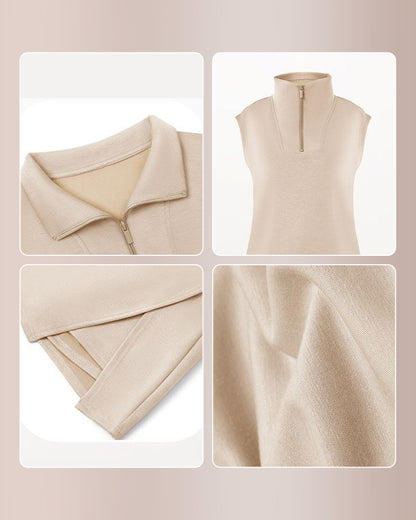 Curvvvy® Sporty Chic Half-Zip Sleeveless Polo & Asymmetrical Skort Two-Piece Set