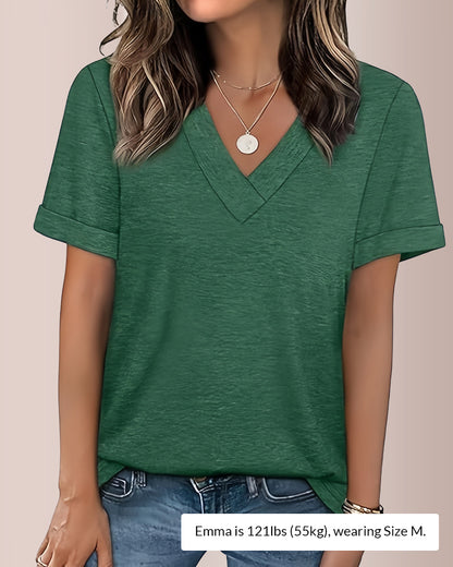 Curvvvy® The Essential V-Neck Relaxed Fit Short Sleeve Top