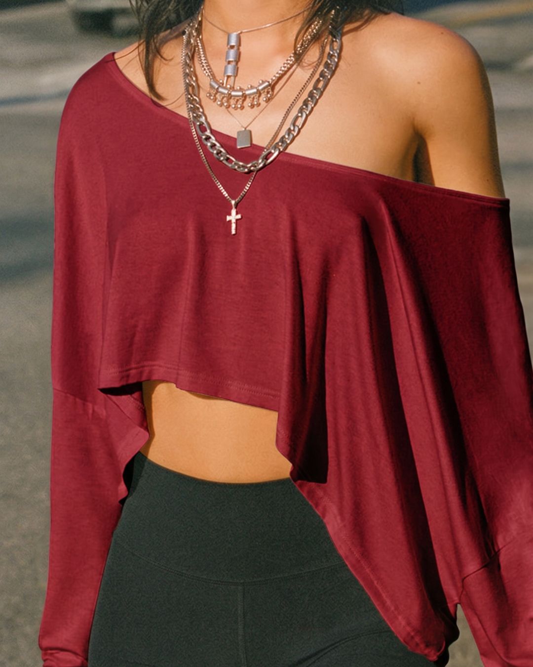 Curvvvy™ Streetwear Off-Shoulder Relaxed Cropped Top
