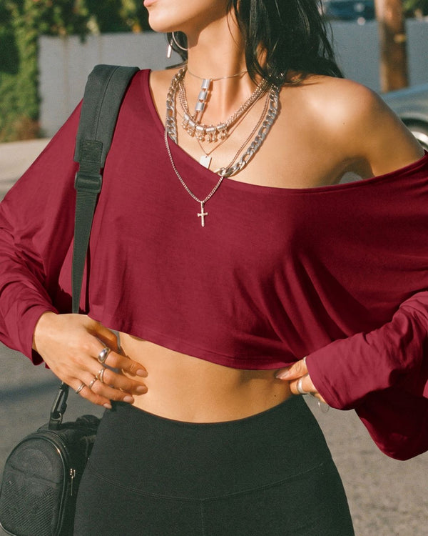 Curvvvy™ Streetwear Off-Shoulder Relaxed Cropped Top