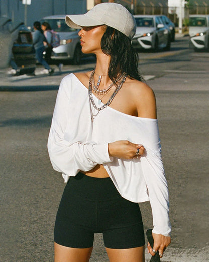 Curvvvy™ Streetwear Off-Shoulder Relaxed Cropped Top