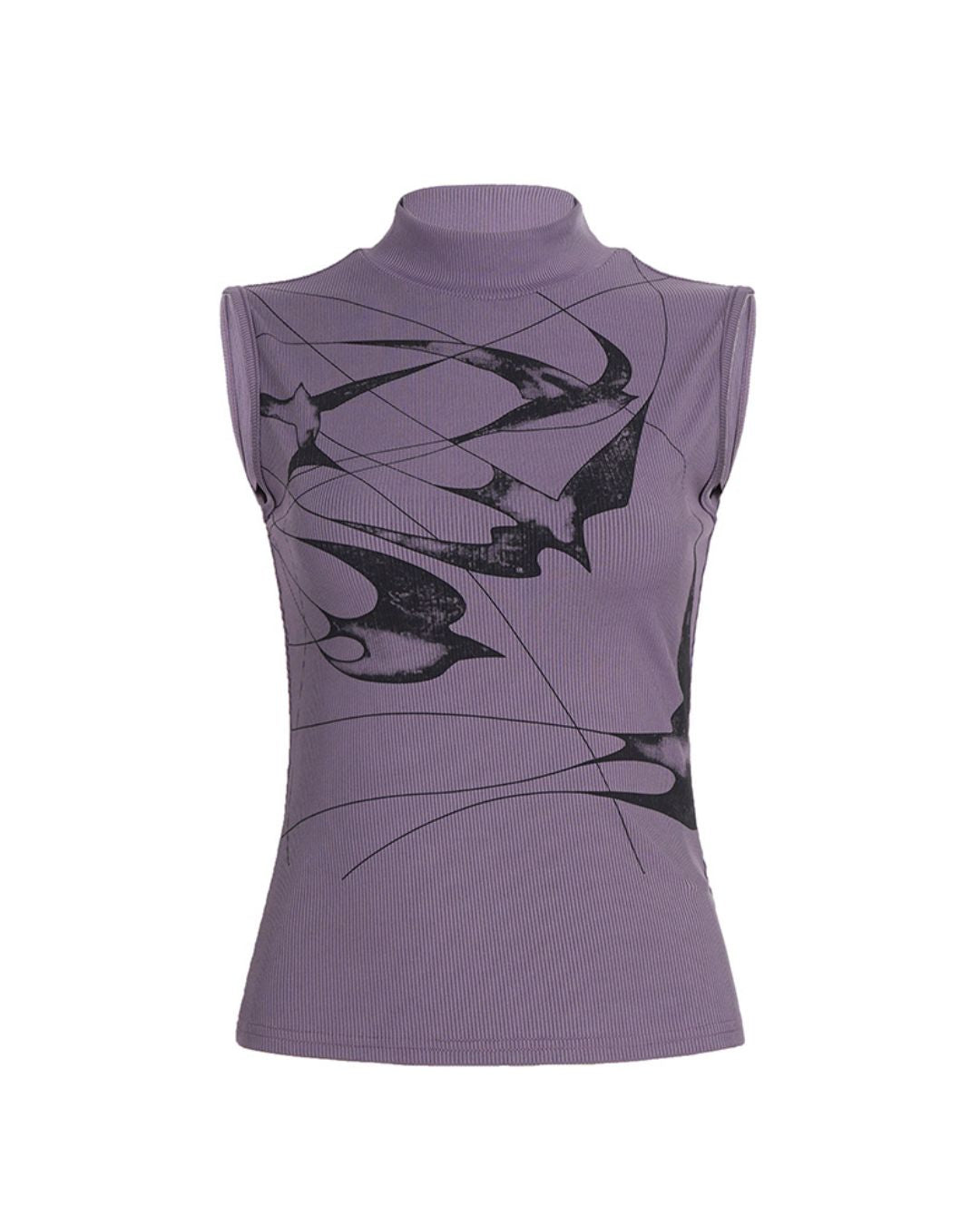 Curvvvy™ Swallow Mock Neck Sleeveless Knit Top