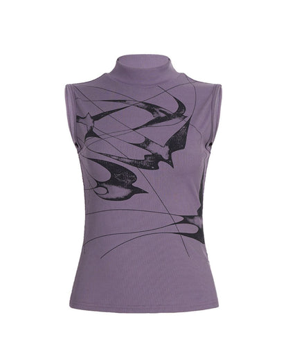 Curvvvy™ Swallow Mock Neck Sleeveless Knit Top