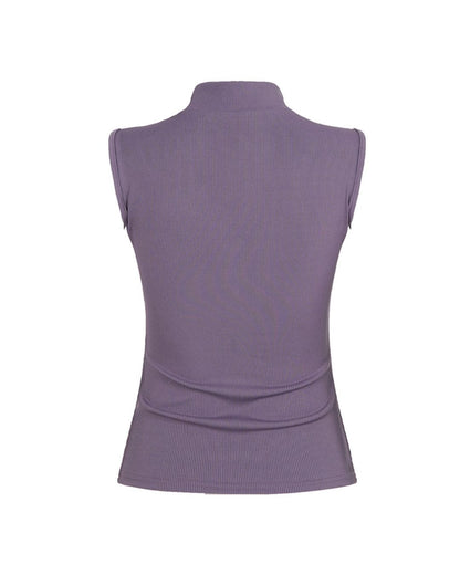 Curvvvy™ Swallow Mock Neck Sleeveless Knit Top