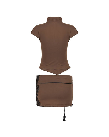 Curvvvy™ Dobromila Hook Asymmetric Lace Skirt Set