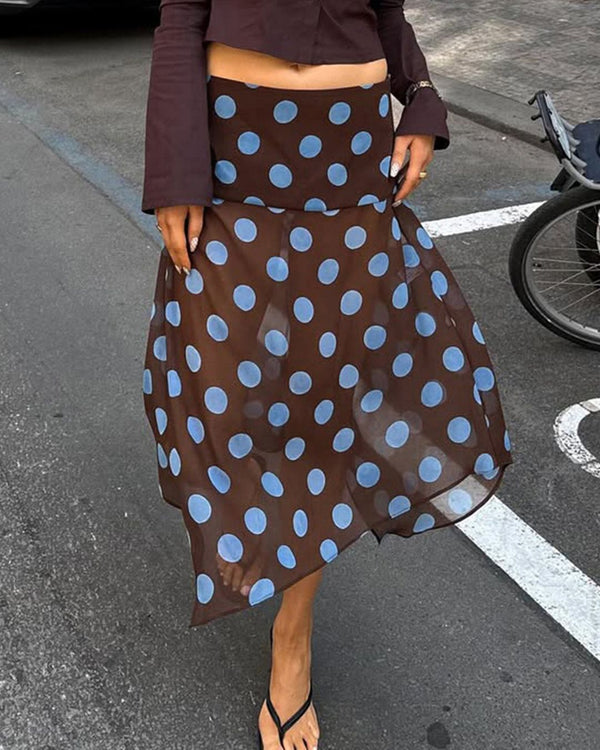 Curvvvy™ Polka Dot Asymmetrical Mesh Skirt