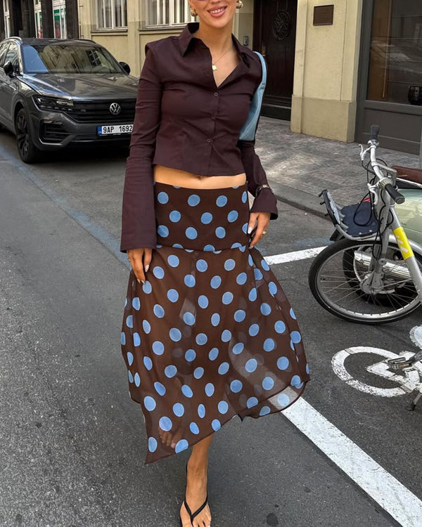 Curvvvy™ Polka Dot Asymmetrical Mesh Skirt